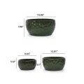 Handmade Glazed Ceramic Planter Set of 3, Hammered Green Garden Pots 5