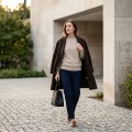 Women's 100% Cashmere Mock Neck Sweater - Light Heather Gray Classic Fit 4