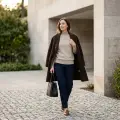 Women's 100% Cashmere Mock Neck Sweater - Light Heather Gray Classic Fit 4