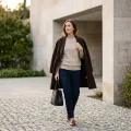 Women's 100% Cashmere Mock Neck Sweater - Light Heather Gray Classic Fit 4