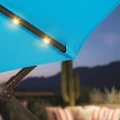 9.7ft Solar LED Cantilever Patio Umbrella with Base & Cover, Light Blue 4