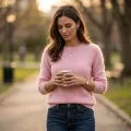 100% Pure Cashmere Soft Pink Women's Crew Neck Pullover 4