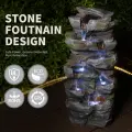 Stacked Rock Outdoor Fountain with LED Lights, Natural Landscape Decor, 23.6" 4