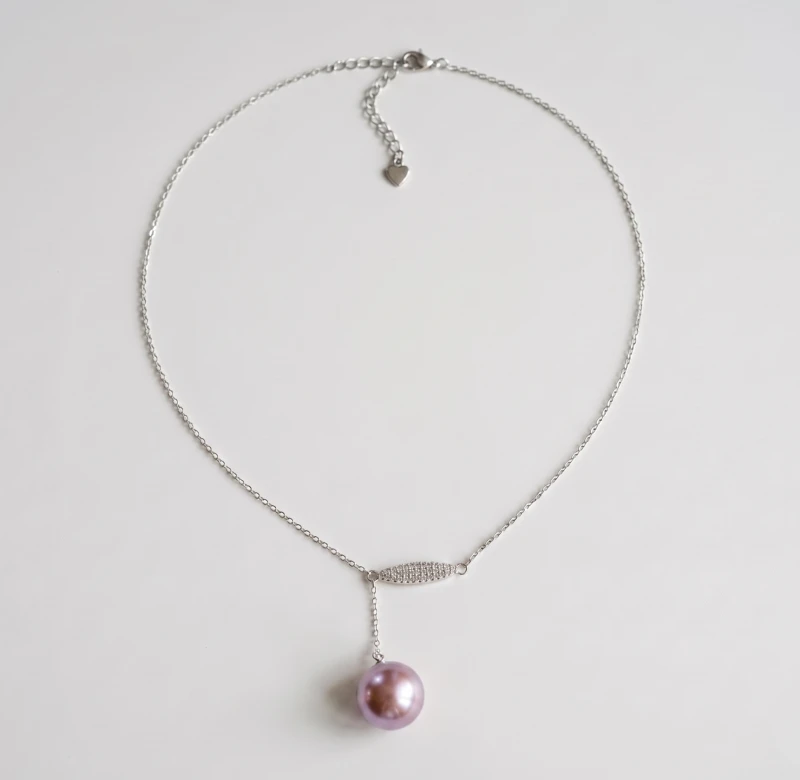 Mauve Freshwater Pearl Necklace, 12.18mm, 20in - Main Image