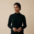 Women's 100% Pure Cashmere Black Mock Neck Sweater 2
