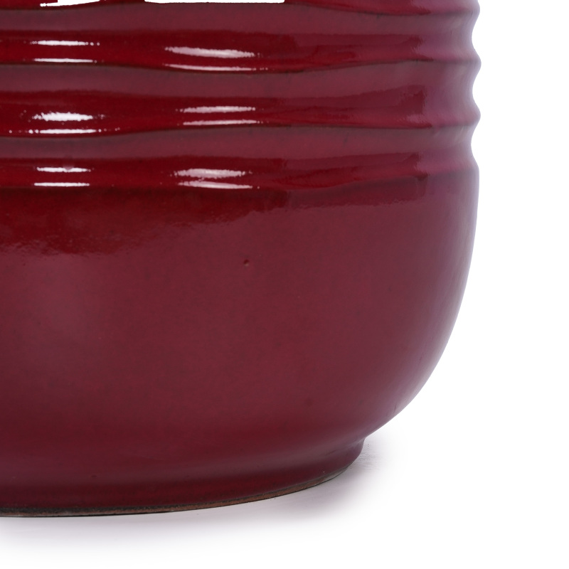 Set of 3 Handmade Deep Red Glazed Ceramic Planters - 15/11/8 Inch - Image 4