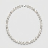 Silver-White Freshwater Pearl Necklace, 8.2-9.8mm thumbnail 1