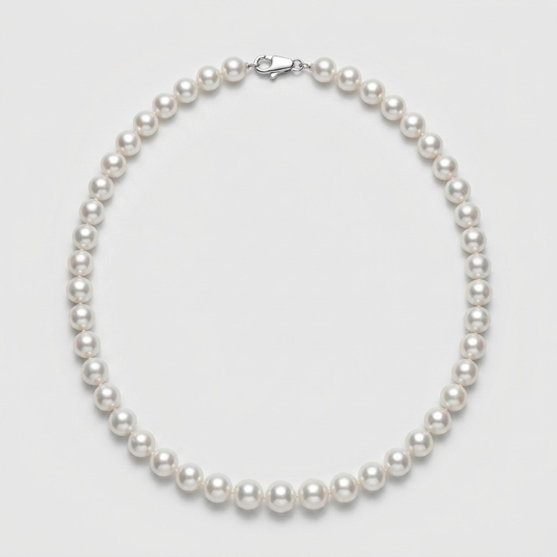 Silver-White Freshwater Pearl Necklace, 8.2-9.8mm - Main Image
