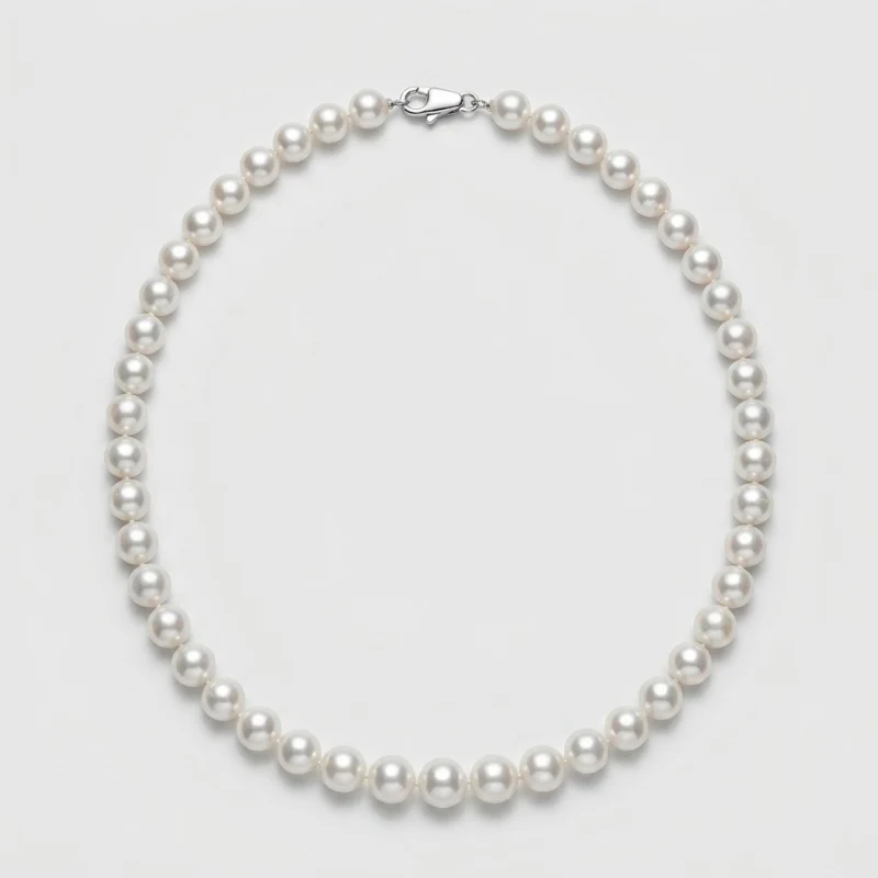 Silver-White Freshwater Pearl Necklace, 8.2-9.8mm - Main Image