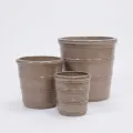 Set of 3 Handmade Taupe Ceramic Planters - 16/13/10 Inch Indoor/Outdoor Pots 1