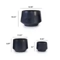 Set of 3 Handmade Black Matte Ceramic Planters - 15/11/9 Inch Modern Pots 4