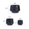 Set of 3 Handmade Black Matte Ceramic Planters - 15/11/9 Inch Modern Pots 4