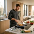 10 inch Low-Smoke Wear-Resistant Integrated Die-Cast Sauté Pan  with Tempered Glass Lid, Compatible with All Stoves 4