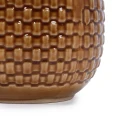 Set of 3 Handmade Glazed Ceramic Planters - 9in/7in/5in, Diamond Pattern Terracotta Brown 4