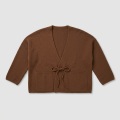 Women's Premium 100% Pure Cashmere Wide Collar Tie-Front Cardigan - Elegant Coffee Brown Luxury Wrap Top 7