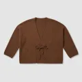 Women's Premium 100% Pure Cashmere Wide Collar Tie-Front Cardigan - Elegant Coffee Brown Luxury Wrap Top 7