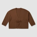 Women's Premium 100% Pure Cashmere Wide Collar Tie-Front Cardigan - Elegant Coffee Brown Luxury Wrap Top 7