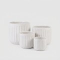 Set of 4 Handmade White Ceramic Ribbed Planters - 6, 8, 10, 12 Inch Sizes 1