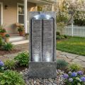 Curved Faux Rock Outdoor Water Fountain with LED Lights 39" - Gray