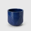 16" Large Round Ceramic Planter with Drainage, Dark Blue Indoor Outdoor Pot 1