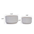 Minimalist Handmade Ceramic Planter Set of 2 - White Striped Modern Decorative Pots 3