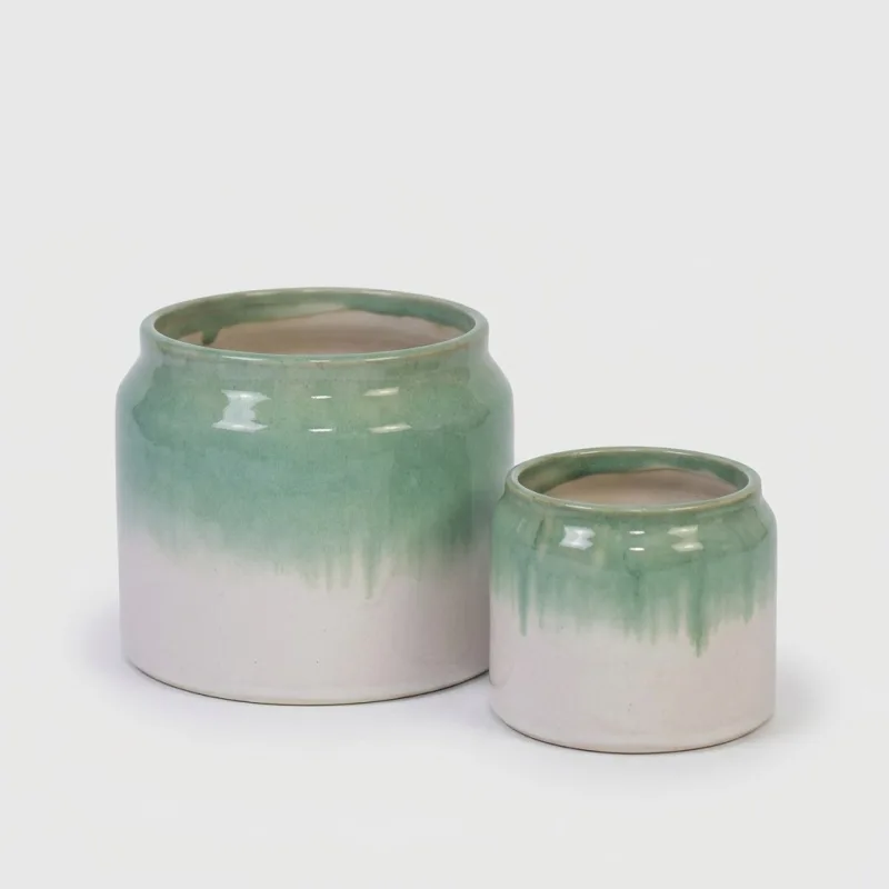 Handmade Gradient Ceramic Hydroponic Planter Set of 2, 8.5-Inch and 6-Inch - Main Image