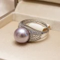 "Purple Rhyme" Pearl Ring 11.38mm Adjustable Size 18-24mm 7