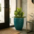 21" Large Teal Ceramic Planter - Handmade Breathable Clay Pot with Drainage 2