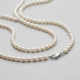 48" Freshwater Pearl Long Necklace - 185 Teardrop Pearls, Silver-Plated Clasp thumbnail 2
