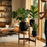 Set of 3 Handmade Black Matte Ceramic Planters - 15/11/9 Inch Modern Pots thumbnail 2
