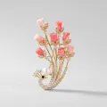 Freshwater Pearl Floral Brooch with Peacock-Inspired Design 1