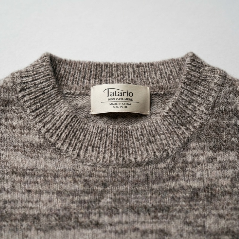 Tatatio Men's 100% Pure Cashmere Thickened Crew Neck Sweater - Light Heather Camel, Luxurious Warmth - Image 4