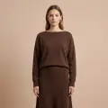 Premium Women's Cashmere A-Line Maxi Skirt - Elegant Coffee Brown, Size L 7