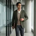 Men's 100% Pure Cashmere Premium V-Neck Vest - Light Coffee, Classic Slim Fit 3
