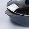 12 inch Die-Cast Deep Frying Pan, Low Smoke & Wear-Resistant, with Tempered Glass Lid, Compatible with All Cooktops 2