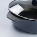 12 inch Die-Cast Deep Frying Pan, Low Smoke & Wear-Resistant, with Tempered Glass Lid, Compatible with All Cooktops 2