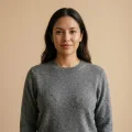 Women's 100% Pure Cashmere Sweater - Heather Gray, Low Neck, Basic Style 1
