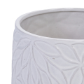 Handmade White Glossy Ceramic Planter Set of 2, 6" & 8", Leaf Design 3