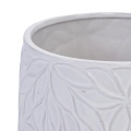 Handmade White Glossy Ceramic Planter Set of 2, 6" & 8", Leaf Design 3