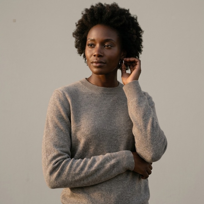 100% Pure Cashmere Women's Crew Neck Sweater - Main Image