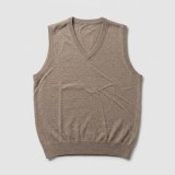 Men's 100% Pure Cashmere Premium V-Neck Vest - Light Coffee, Classic Slim Fit thumbnail 7