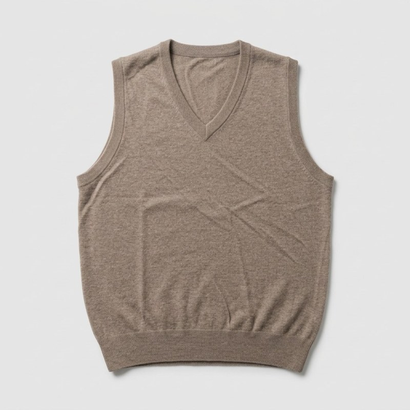 Men's 100% Pure Cashmere Premium V-Neck Vest - Light Coffee, Classic Slim Fit - Image 7