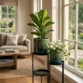 Set of 3 Handmade Green Glazed Ceramic Planters, 10/8/6", Square Grid Design 2