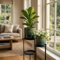Set of 3 Handmade Green Glazed Ceramic Planters, 10/8/6", Square Grid Design 2