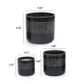 Handmade Black Glazed Ceramic Planter Set of 3 with Drainage Holes 5