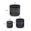 Handmade Black Glazed Ceramic Planter Set of 3 with Drainage Holes 5