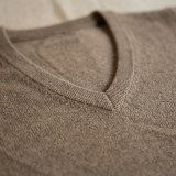 Men's 100% Pure Cashmere Premium V-Neck Vest - Light Coffee, Classic Slim Fit thumbnail 6
