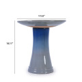 17'' Elegant Ceramic Bird Bath - Blue Ombre Floral Pedestal for Garden 5