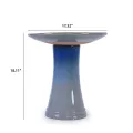 17'' Elegant Ceramic Bird Bath - Blue Ombre Floral Pedestal for Garden 5