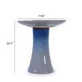 17'' Elegant Ceramic Bird Bath - Blue Ombre Floral Pedestal for Garden 5